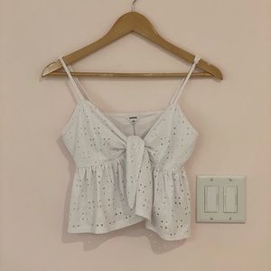NEVER WORN Garage White Eyelet Tie Tank